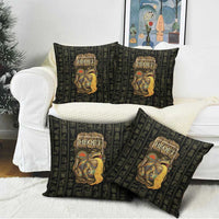 Heqet Ornate Frog Egyptian Pillow Cover with Hieroglyphic Backdrop in Creation Theme