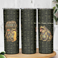 Heqet Ornate Frog Egyptian Skinny Tumbler with Hieroglyphic Backdrop in Creation Theme
