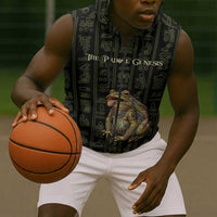 Heqet Ornate Frog Egyptian Sleeveless Zip Hoodie with Hieroglyphic Backdrop in Creation Theme