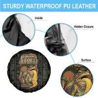 Heqet Ornate Frog Egyptian Spare Tire Cover with Hieroglyphic Backdrop in Creation Theme