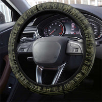 Heqet Ornate Frog Egyptian Steering Wheel Cover with Hieroglyphic Backdrop in Creation Theme