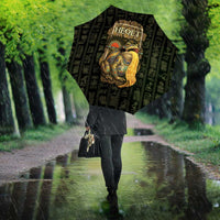 Heqet Ornate Frog Egyptian Umbrella with Hieroglyphic Backdrop in Creation Theme