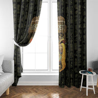 Heqet Ornate Frog Egyptian Window Curtain with Hieroglyphic Backdrop in Creation Theme