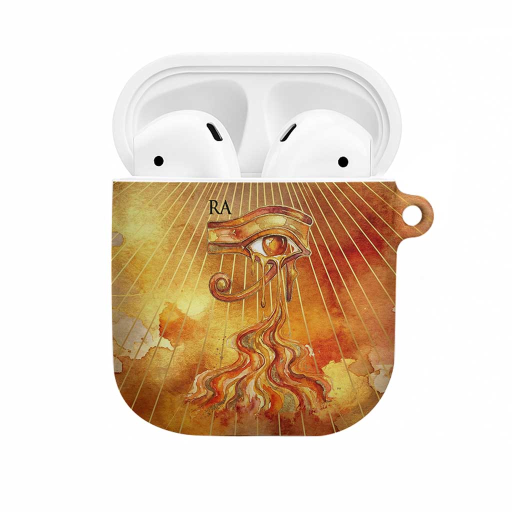 Ra Egyptian AirPods Case Sun God Eye of Ra Fiery Wings Eternal Source Golden Light