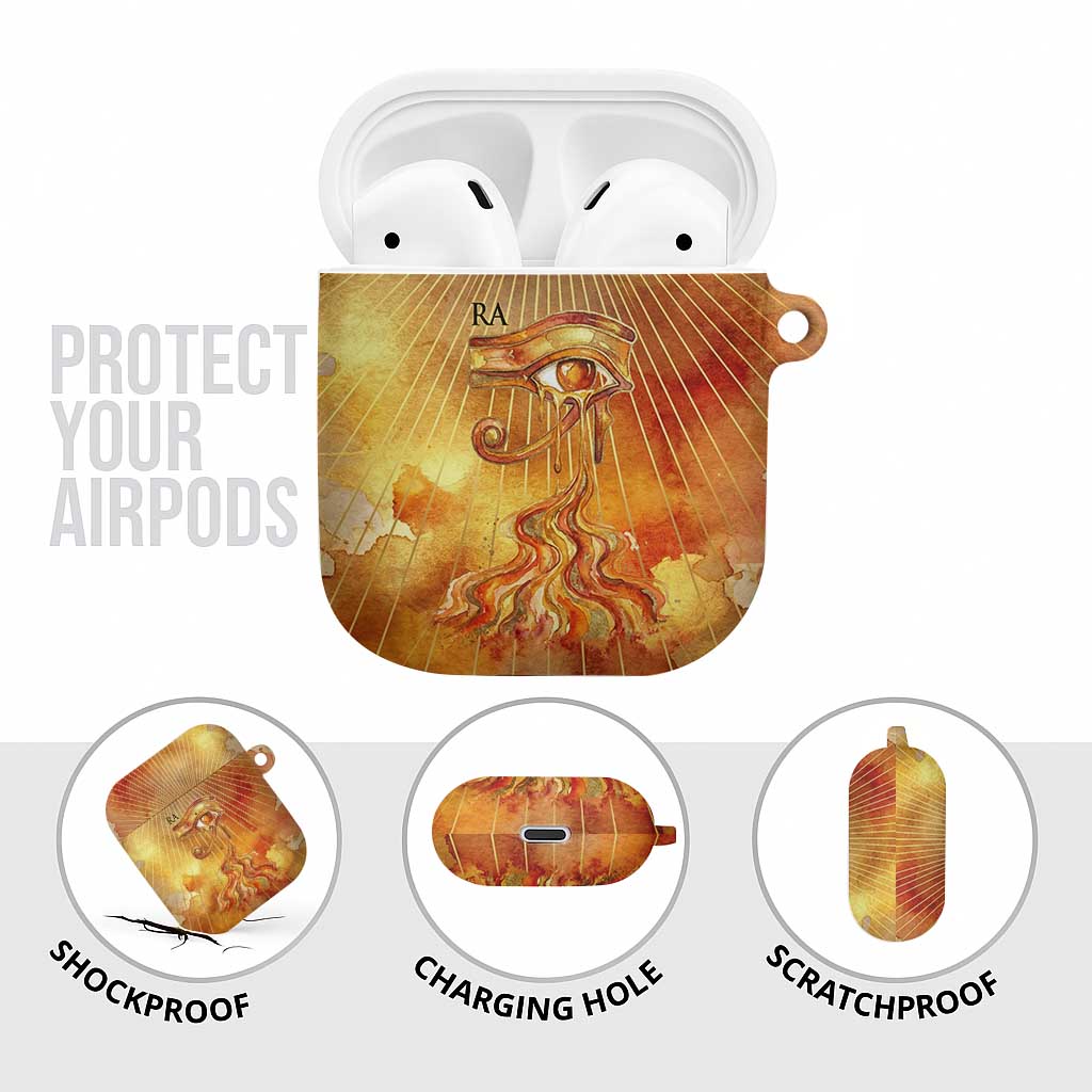 Ra Egyptian AirPods Case Sun God Eye of Ra Fiery Wings Eternal Source Golden Light