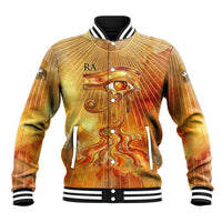 Ra Egyptian Baseball Jacket Sun God Eye of Ra Fiery Wings Eternal Source Golden Light