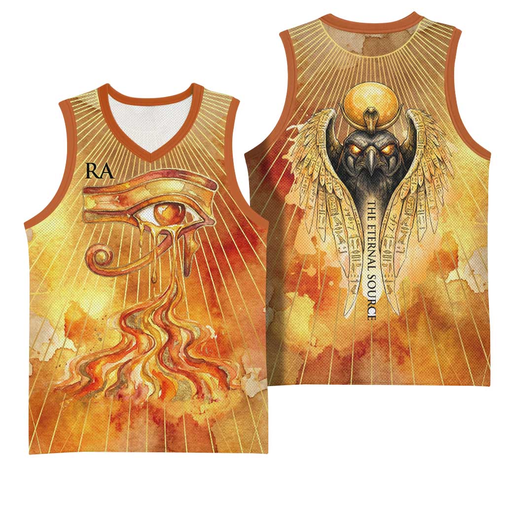 Ra Egyptian Basketball Jersey Sun God Eye of Ra Fiery Wings Eternal Source Golden Light