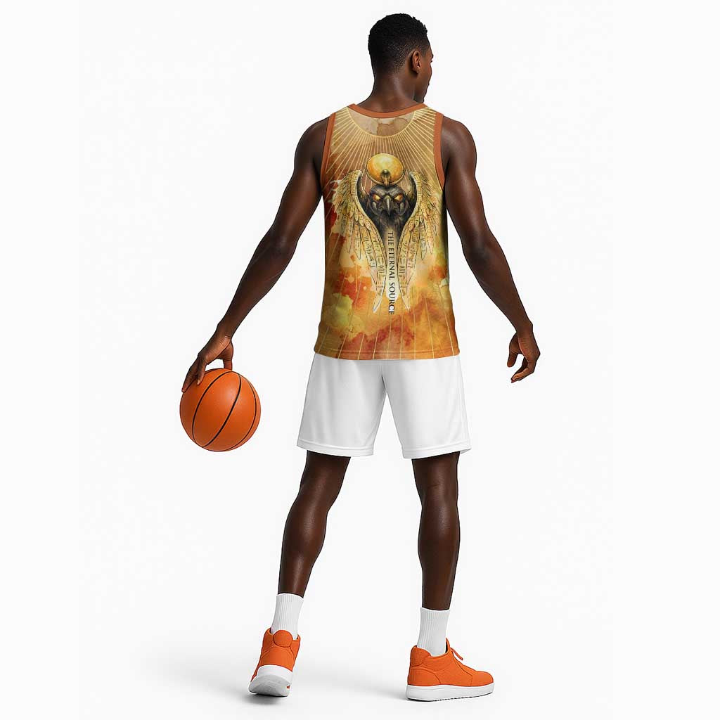 Ra Egyptian Basketball Jersey Sun God Eye of Ra Fiery Wings Eternal Source Golden Light