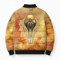Ra Egyptian Bomber Puffer Jacket Sun God Eye of Ra Fiery Wings Eternal Source Golden Light