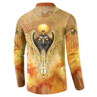 Ra Egyptian Button Sweatshirt Sun God Eye of Ra Fiery Wings Eternal Source Golden Light