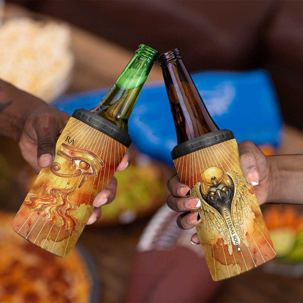 Ra Egyptian 4 in 1 Can Cooler Tumbler Sun God Eye of Ra Fiery Wings Eternal Source Golden Light