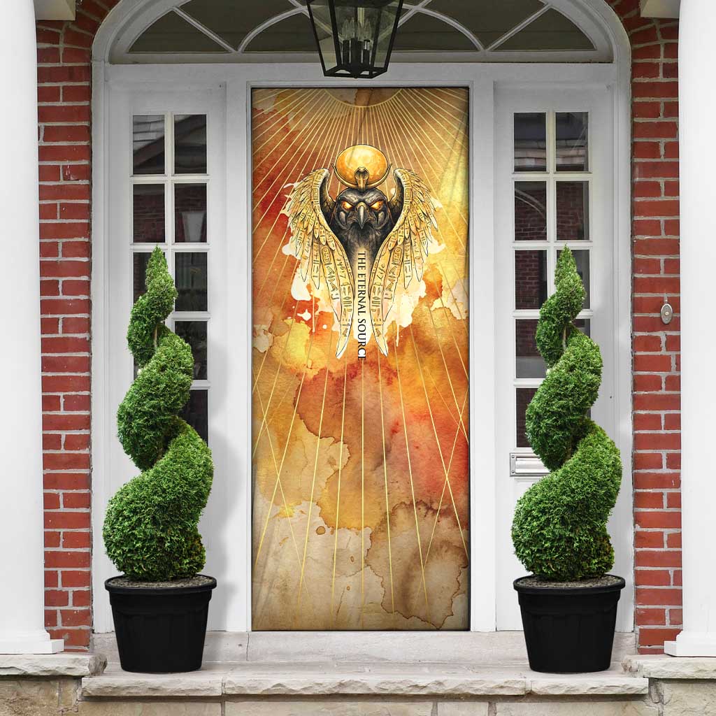 Ra Egyptian Door Cover Sun God Eye of Ra Fiery Wings Eternal Source Golden Light