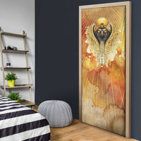 Ra Egyptian Door Cover Sun God Eye of Ra Fiery Wings Eternal Source Golden Light