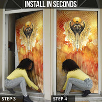 Ra Egyptian Door Cover Sun God Eye of Ra Fiery Wings Eternal Source Golden Light
