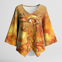 Ra Egyptian Kimono Sleeve Blouse Sun God Eye of Ra Fiery Wings Eternal Source Golden Light