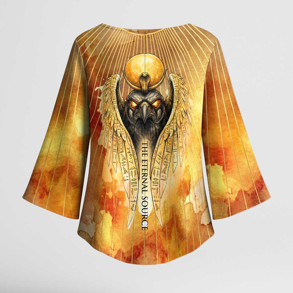 Ra Egyptian Kimono Sleeve Blouse Sun God Eye of Ra Fiery Wings Eternal Source Golden Light