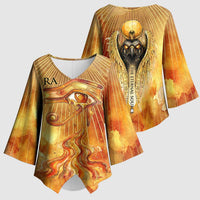 Ra Egyptian Kimono Sleeve Blouse Sun God Eye of Ra Fiery Wings Eternal Source Golden Light
