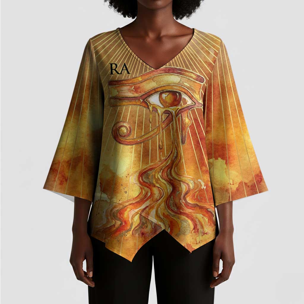 Ra Egyptian Kimono Sleeve Blouse Sun God Eye of Ra Fiery Wings Eternal Source Golden Light
