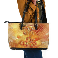 Ra Egyptian Leather Tote Bag Sun God Eye of Ra Fiery Wings Eternal Source Golden Light