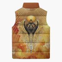 Ra Egyptian Sleeveless Puffer Jacket Sun God Eye of Ra Fiery Wings Eternal Source Golden Light