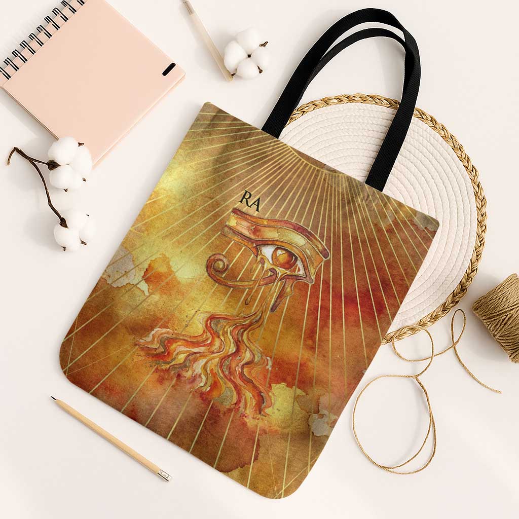 Ra Egyptian Tote Bag Sun God Eye of Ra Fiery Wings Eternal Source Golden Light