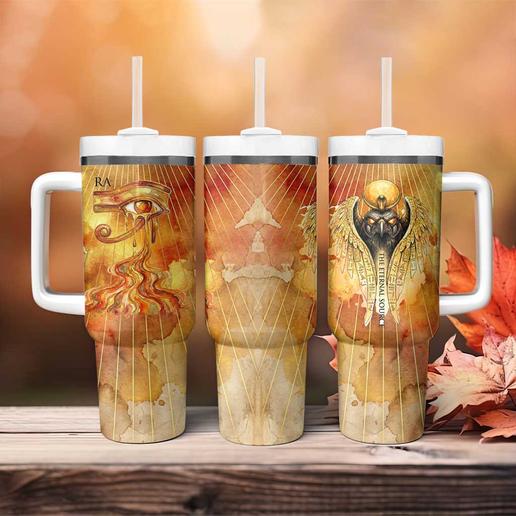 Ra Egyptian Tumbler With Handle Sun God Eye of Ra Fiery Wings Eternal Source Golden Light