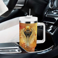 Ra Egyptian Tumbler With Handle Sun God Eye of Ra Fiery Wings Eternal Source Golden Light