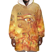 Ra Egyptian Wearable Blanket Hoodie Sun God Eye of Ra Fiery Wings Eternal Source Golden Light