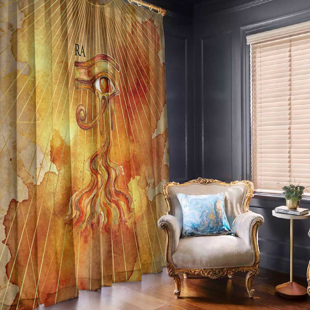 Ra Egyptian Window Curtain Sun God Eye of Ra Fiery Wings Eternal Source Golden Light