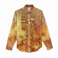 Ra Egyptian Women Casual Shirt Sun God Eye of Ra Fiery Wings Eternal Source Golden Light