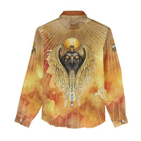 Ra Egyptian Women Casual Shirt Sun God Eye of Ra Fiery Wings Eternal Source Golden Light