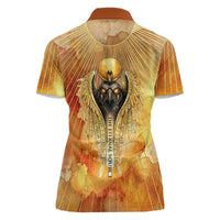 Ra Egyptian Women Polo Shirt Sun God Eye of Ra Fiery Wings Eternal Source Golden Light