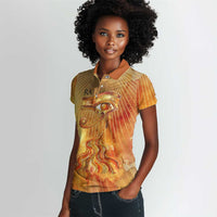 Ra Egyptian Women Polo Shirt Sun God Eye of Ra Fiery Wings Eternal Source Golden Light