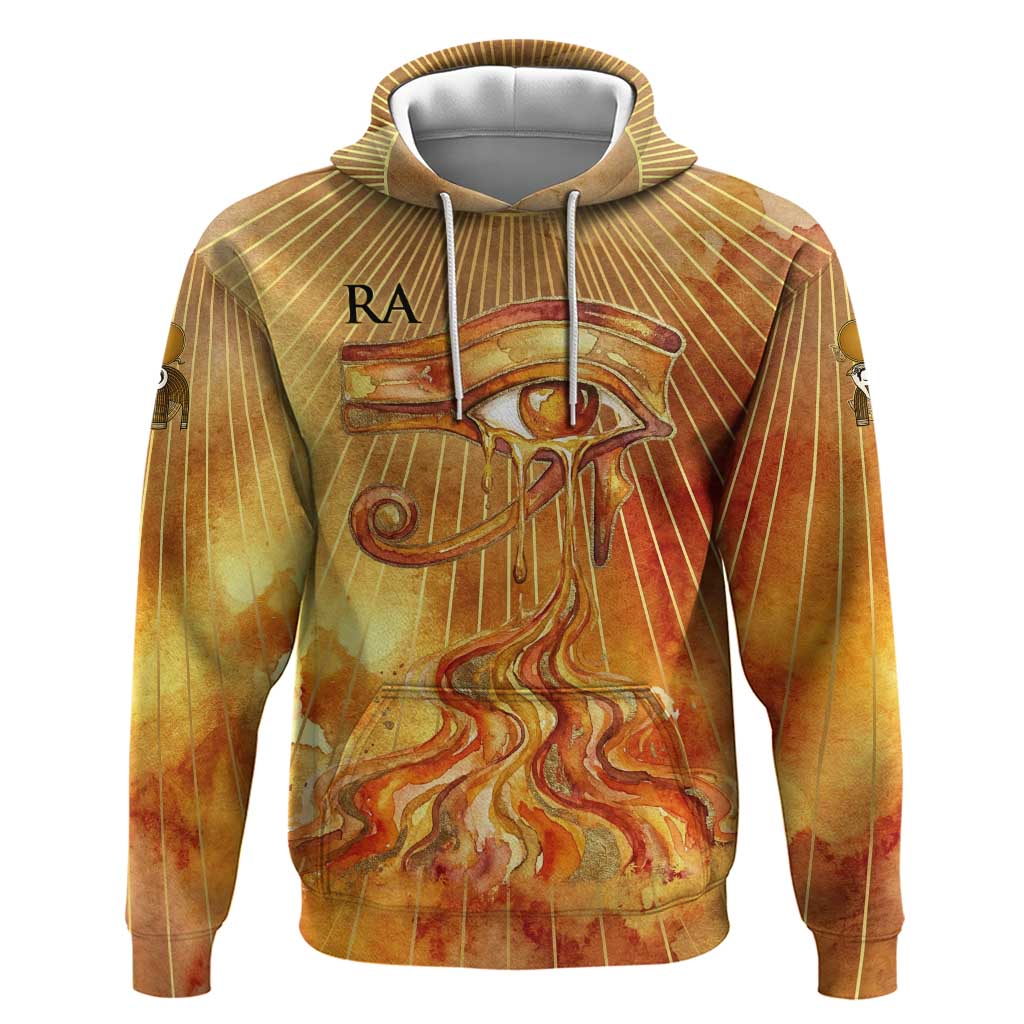 Ra Egyptian Zip Hoodie Sun God Eye of Ra Fiery Wings Eternal Source Golden Light