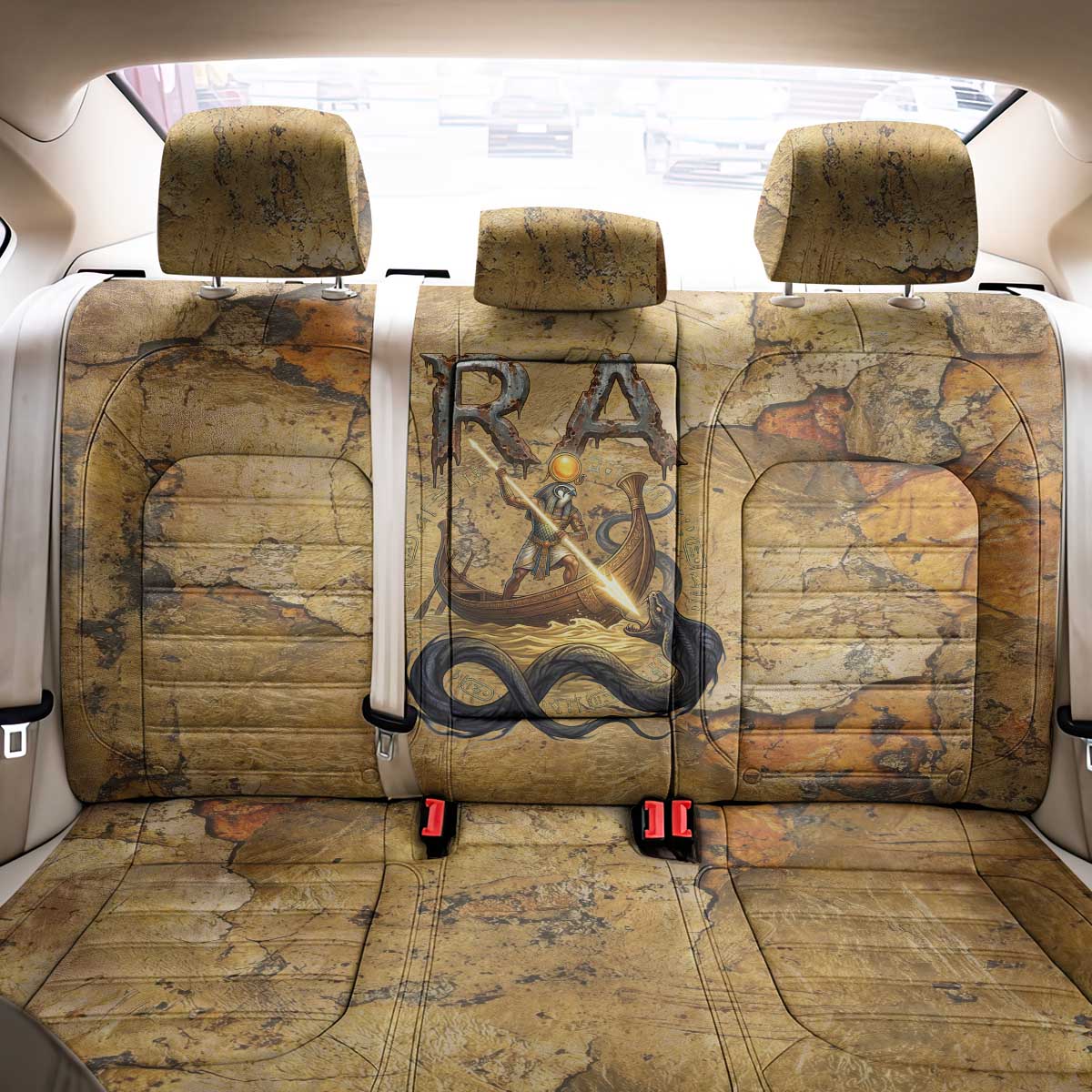 Ra Egyptian Back Car Seat Cover Sun God Solar Disk Serpent Slayer Ancient Egyptian Boat of the Underworld