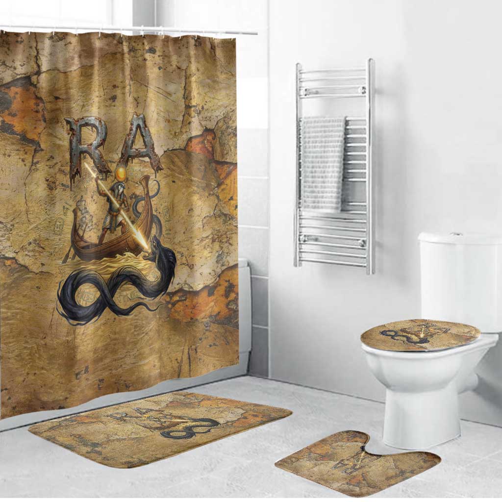 Ra Egyptian Bathroom Set Sun God Solar Disk Serpent Slayer Ancient Egyptian Boat of the Underworld
