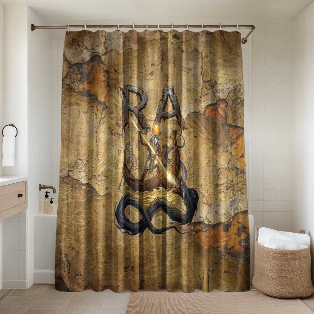 Ra Egyptian Bathroom Set Sun God Solar Disk Serpent Slayer Ancient Egyptian Boat of the Underworld
