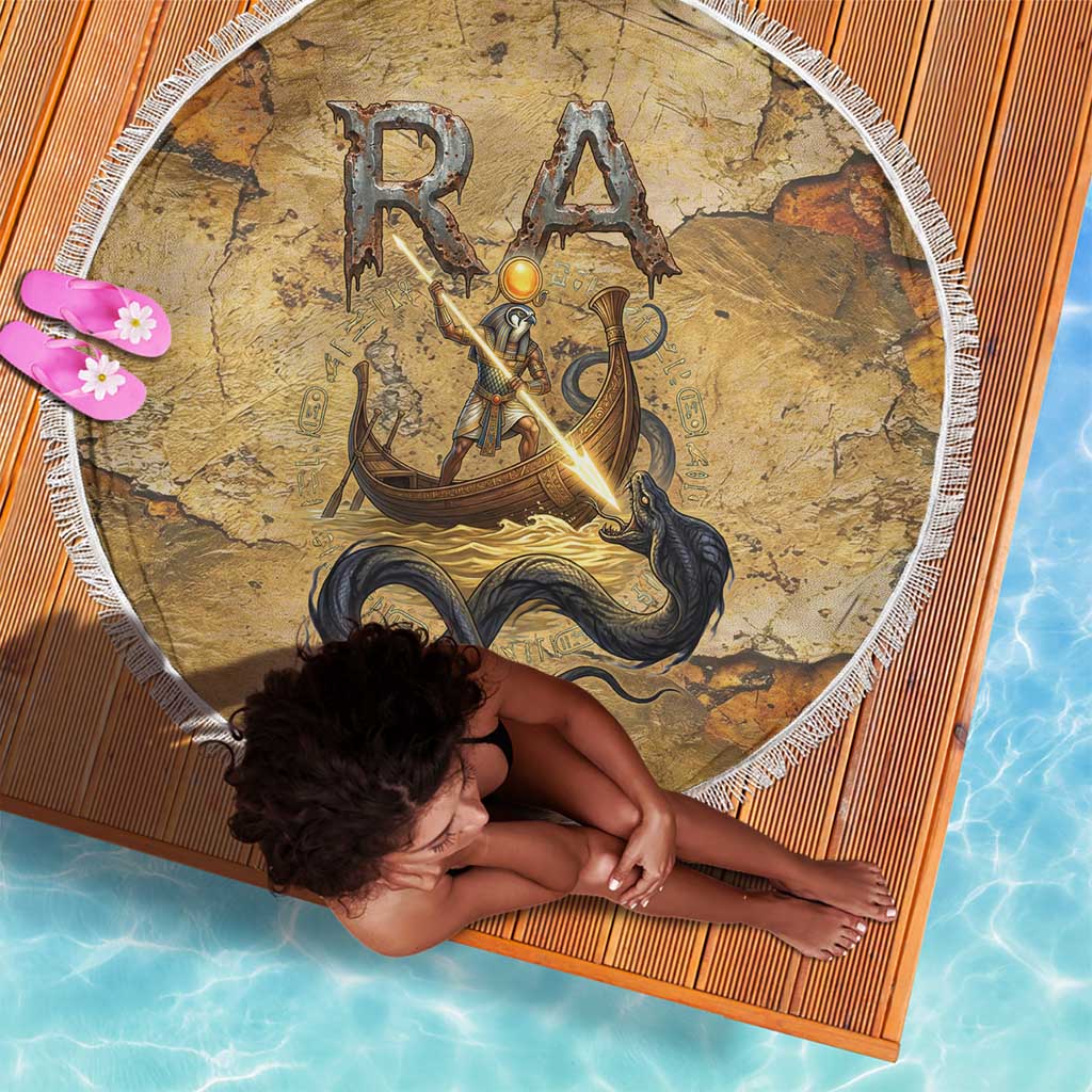 Ra Egyptian Beach Blanket Sun God Solar Disk Serpent Slayer Ancient Egyptian Boat of the Underworld