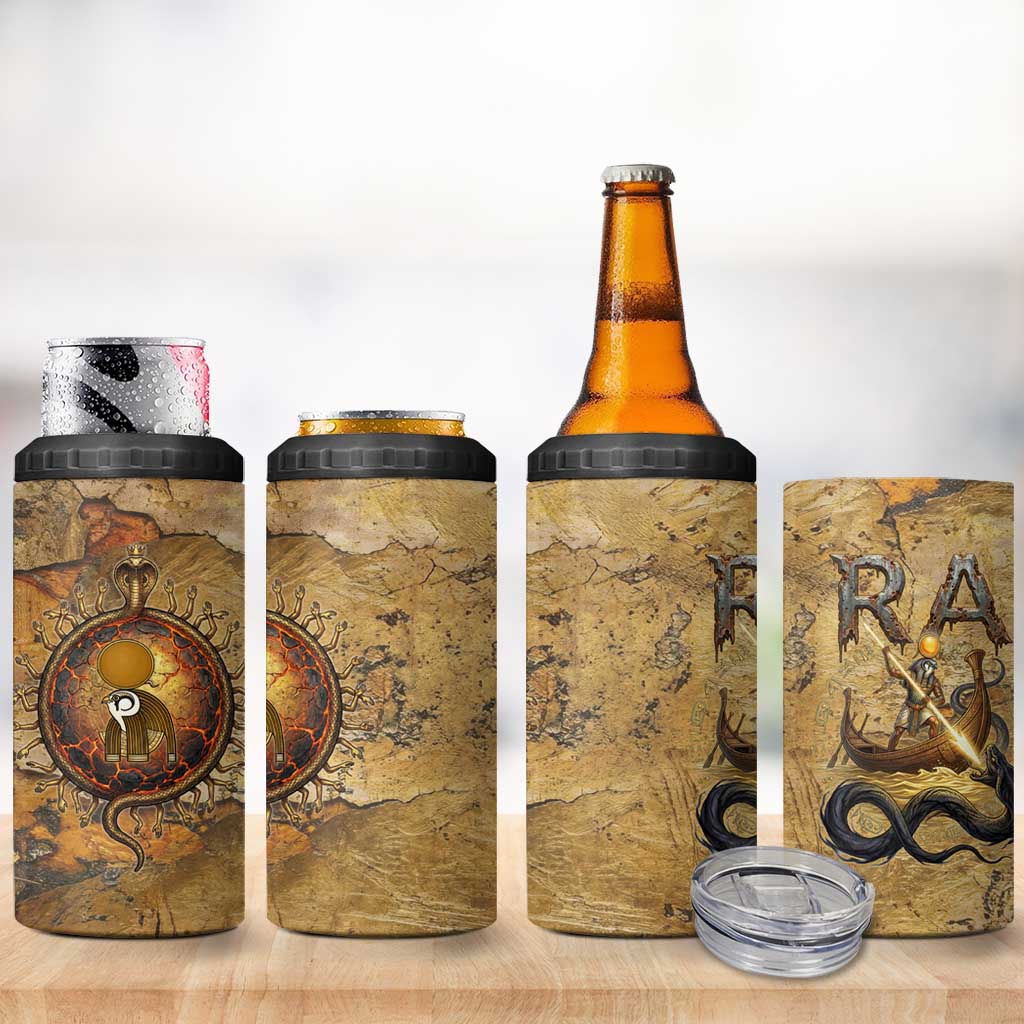 Ra Egyptian 4 in 1 Can Cooler Tumbler Sun God Solar Disk Serpent Slayer Ancient Egyptian Boat of the Underworld