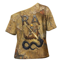 Ra Egyptian Cross Shoulder Shirt Sun God Solar Disk Serpent Slayer Ancient Egyptian Boat of the Underworld
