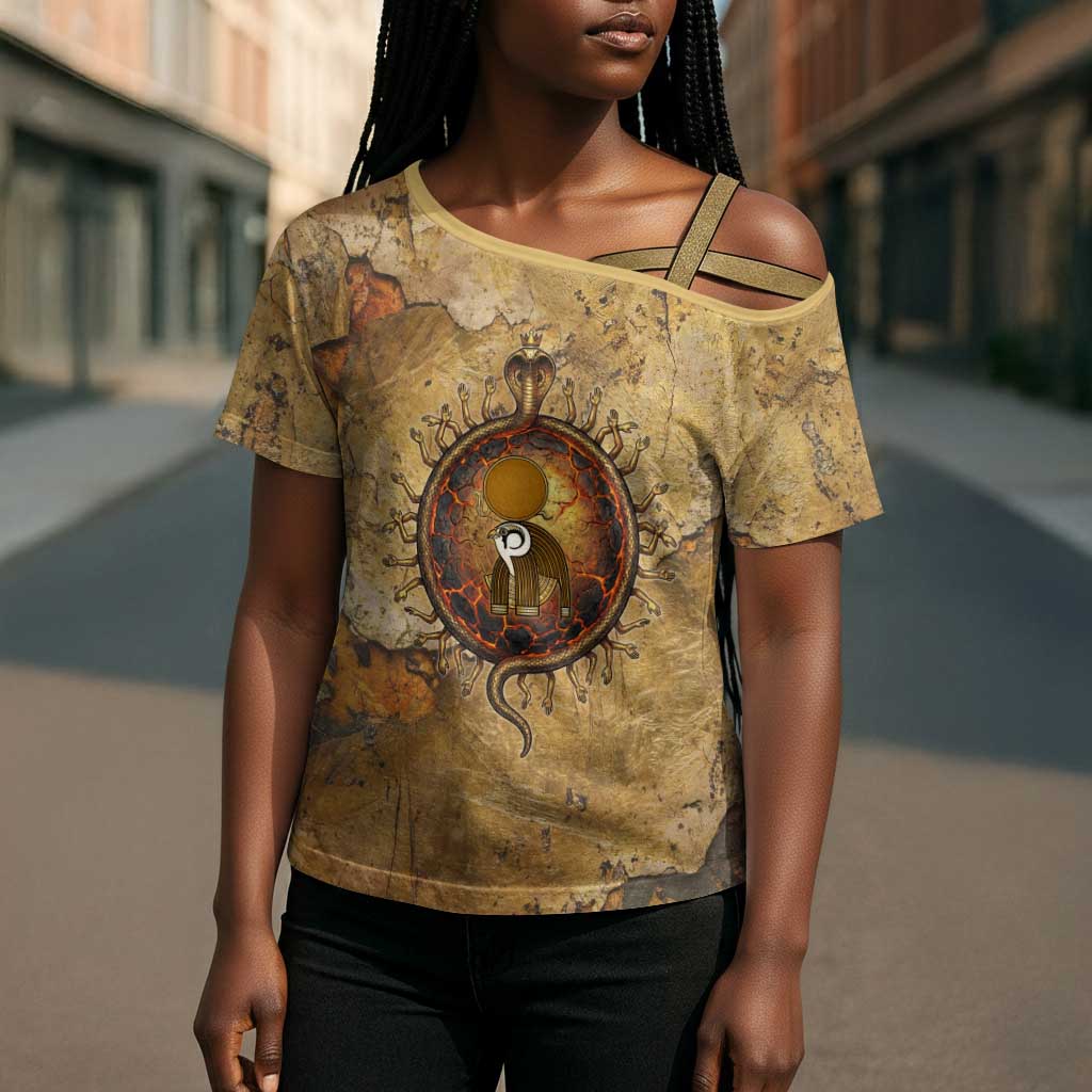 Ra Egyptian Cross Shoulder Shirt Sun God Solar Disk Serpent Slayer Ancient Egyptian Boat of the Underworld