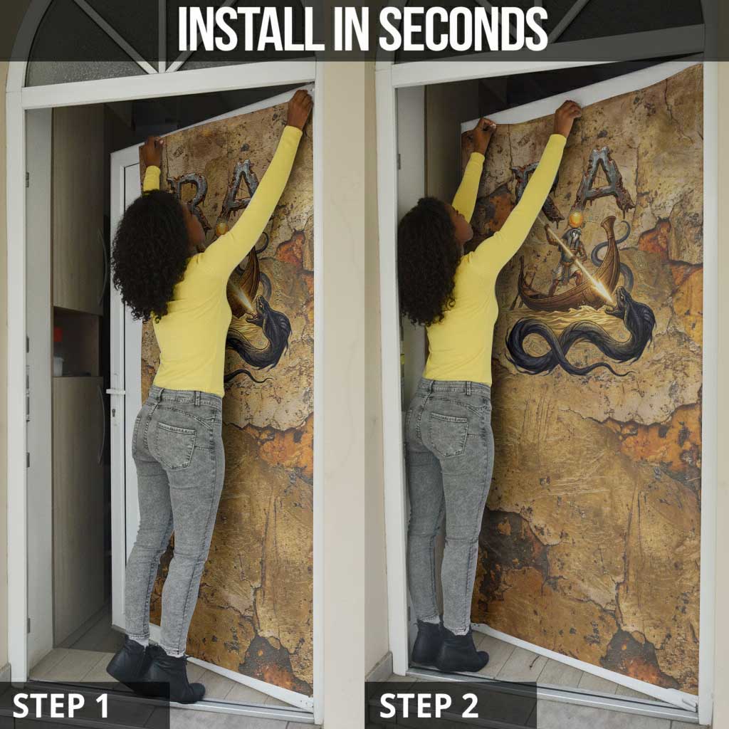 Ra Egyptian Door Cover Sun God Solar Disk Serpent Slayer Ancient Egyptian Boat of the Underworld