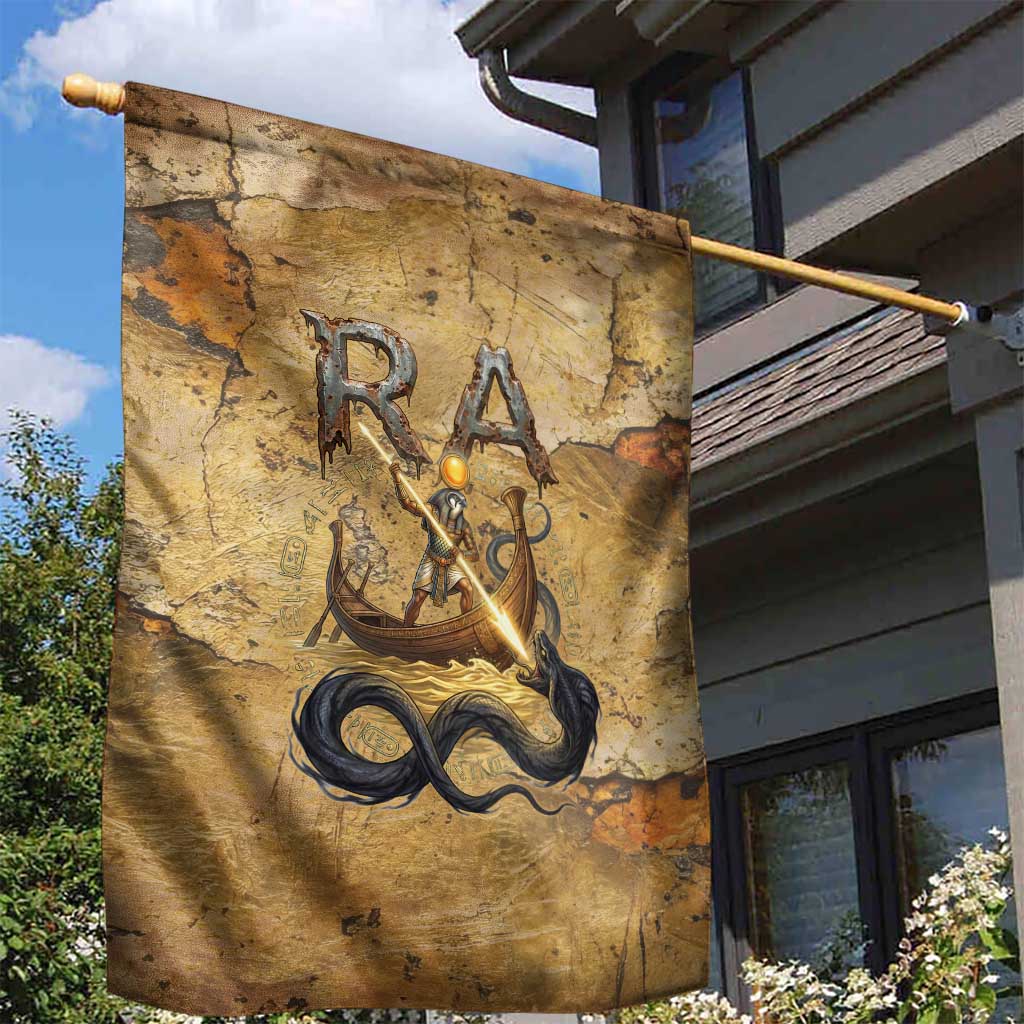 Ra Egyptian Garden Flag Sun God Solar Disk Serpent Slayer Ancient Egyptian Boat of the Underworld