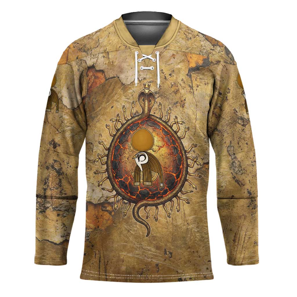 Ra Egyptian Hockey Jersey Sun God Solar Disk Serpent Slayer Ancient Egyptian Boat of the Underworld