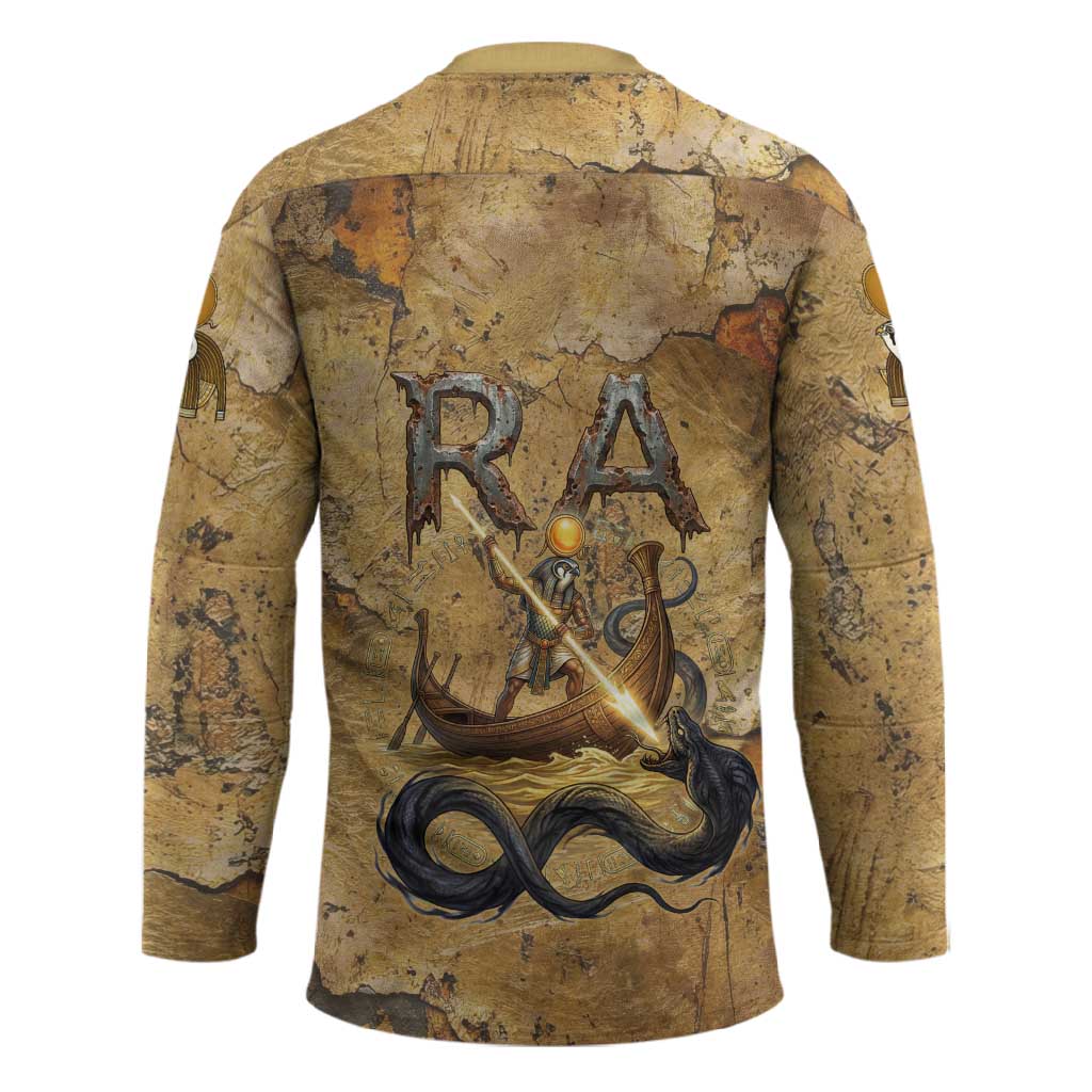 Ra Egyptian Hockey Jersey Sun God Solar Disk Serpent Slayer Ancient Egyptian Boat of the Underworld