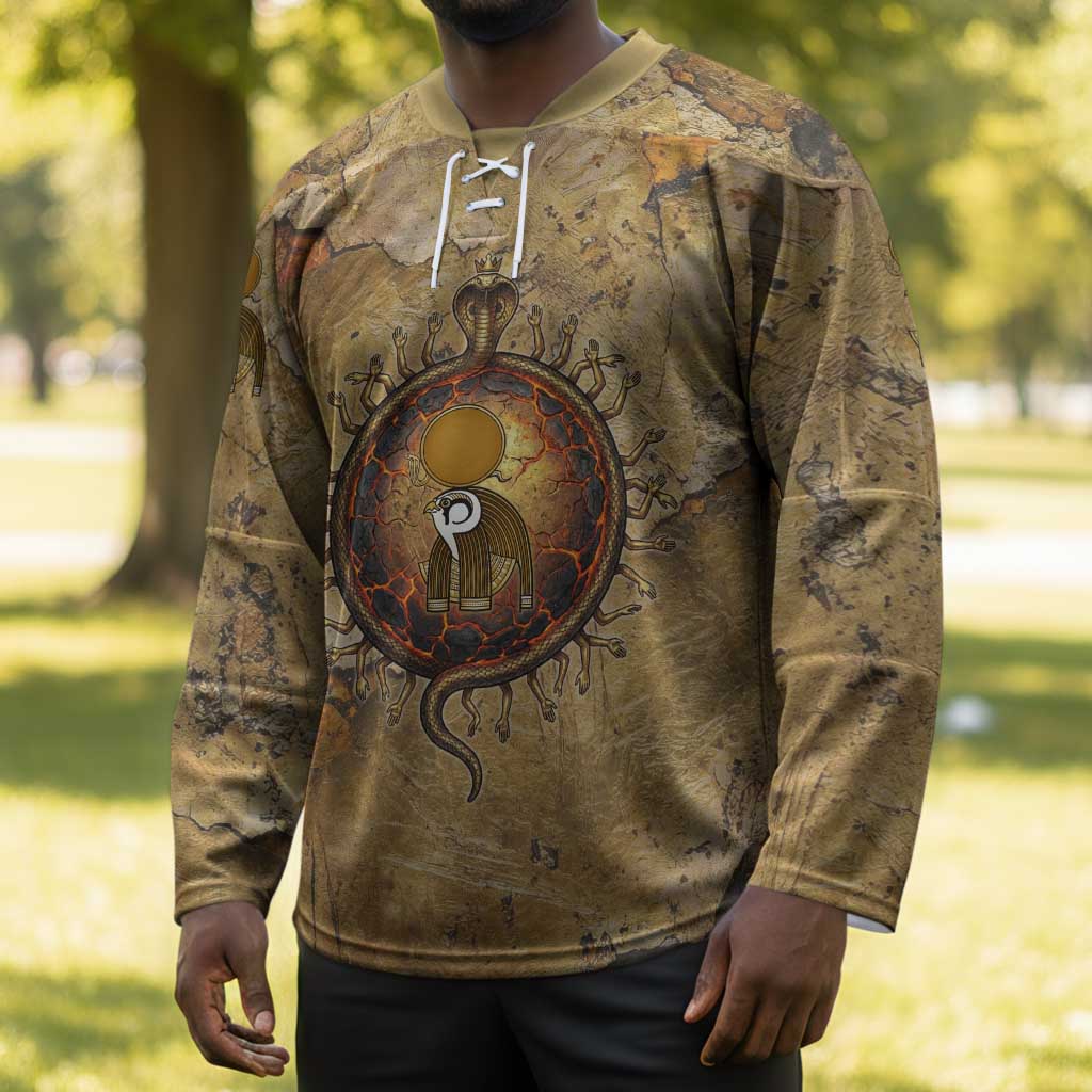 Ra Egyptian Hockey Jersey Sun God Solar Disk Serpent Slayer Ancient Egyptian Boat of the Underworld