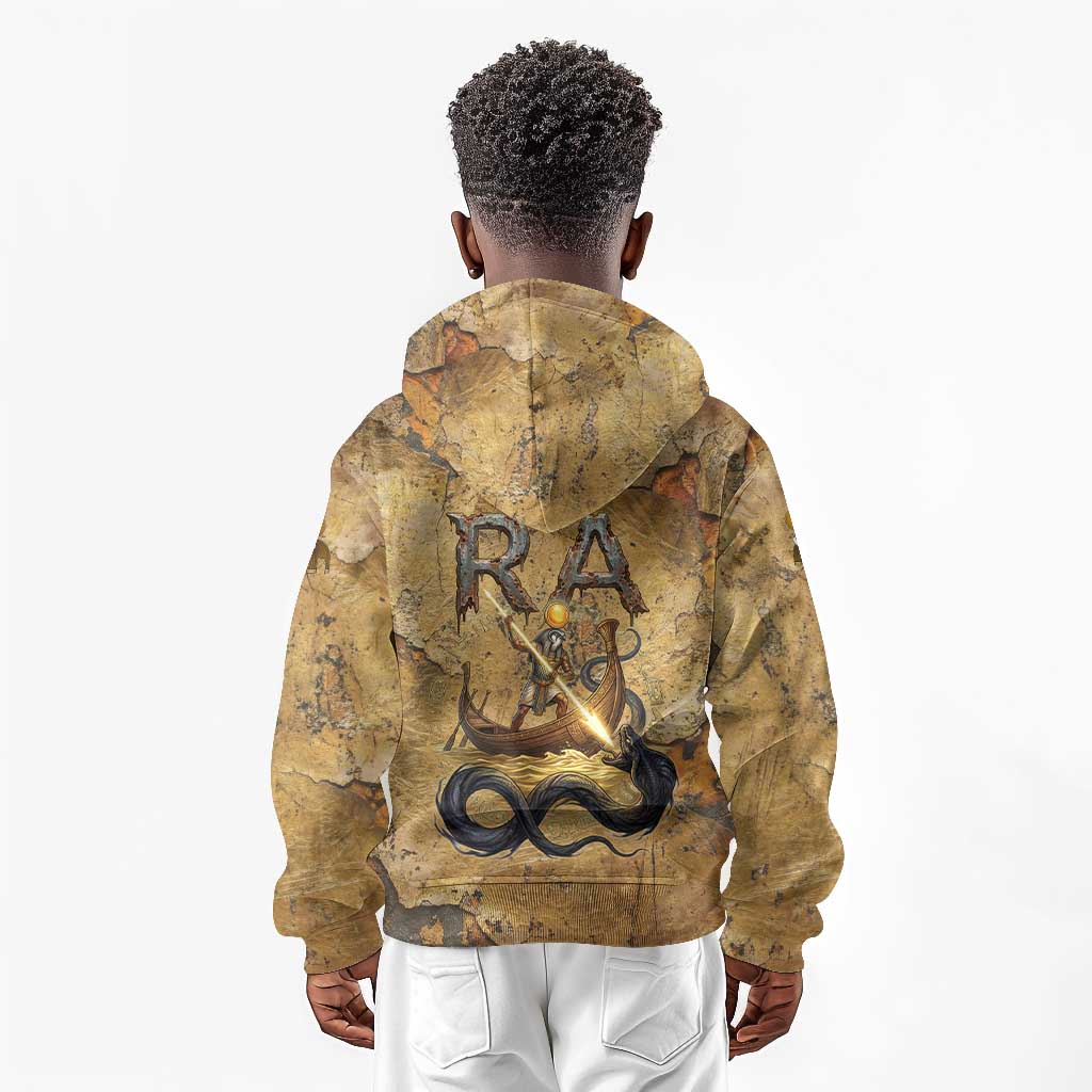 Ra Egyptian Kid Hoodie Sun God Solar Disk Serpent Slayer Ancient Egyptian Boat of the Underworld