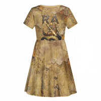 Ra Egyptian Kid Short Sleeve Dress Sun God Solar Disk Serpent Slayer Ancient Egyptian Boat of the Underworld