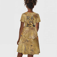 Ra Egyptian Kid Short Sleeve Dress Sun God Solar Disk Serpent Slayer Ancient Egyptian Boat of the Underworld