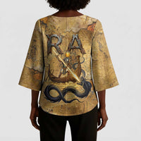 Ra Egyptian Kimono Sleeve Blouse Sun God Solar Disk Serpent Slayer Ancient Egyptian Boat of the Underworld